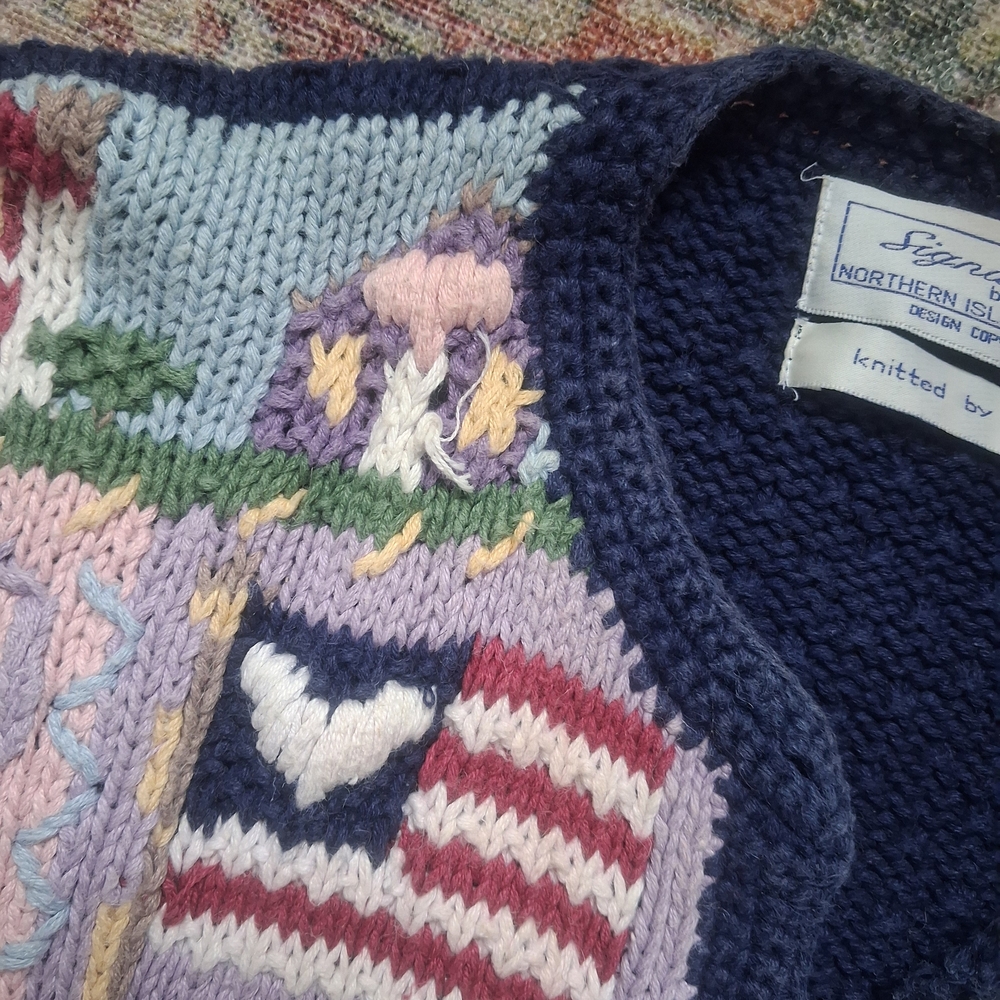 Colorful Patchwork Hand Knitted Cardigan - image 4